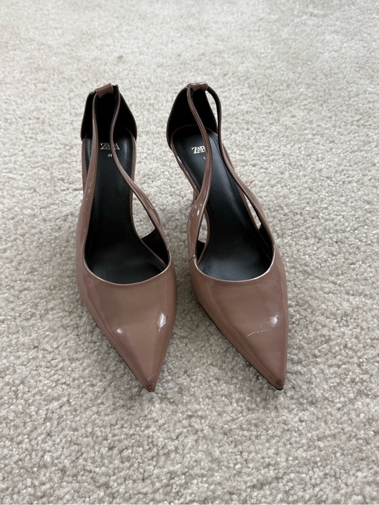 Zara Shoes - Zara Nude Patent Pointed-Toe Slingback Heels